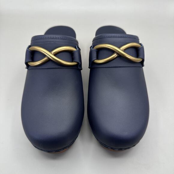 M.GEMI Miriam Clogs Mules Womens Size US 6/EU 36 Navy Calf Leather Made in Italy - Picture 4 of 8